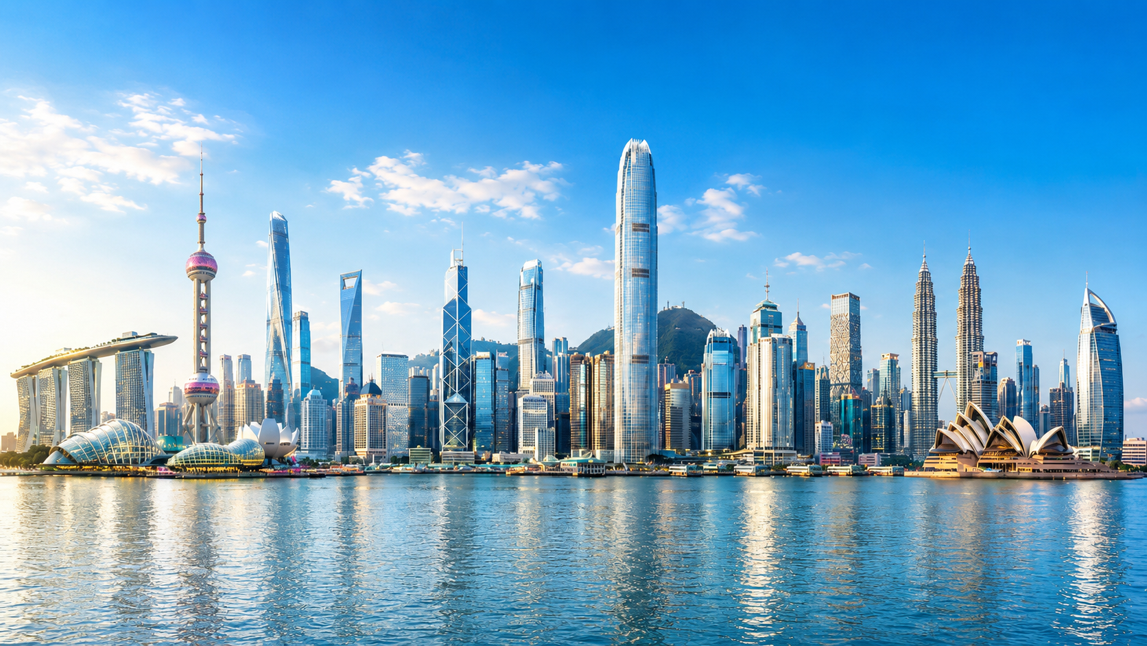 Composite skyline image showing Hong Kong with broader Asia Pacific market references